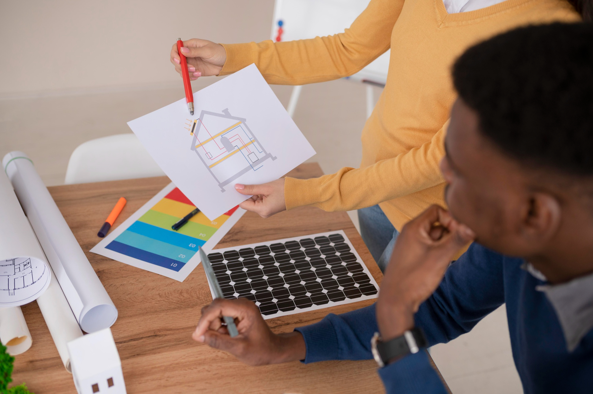equipe travaillant pour un projet énergétique