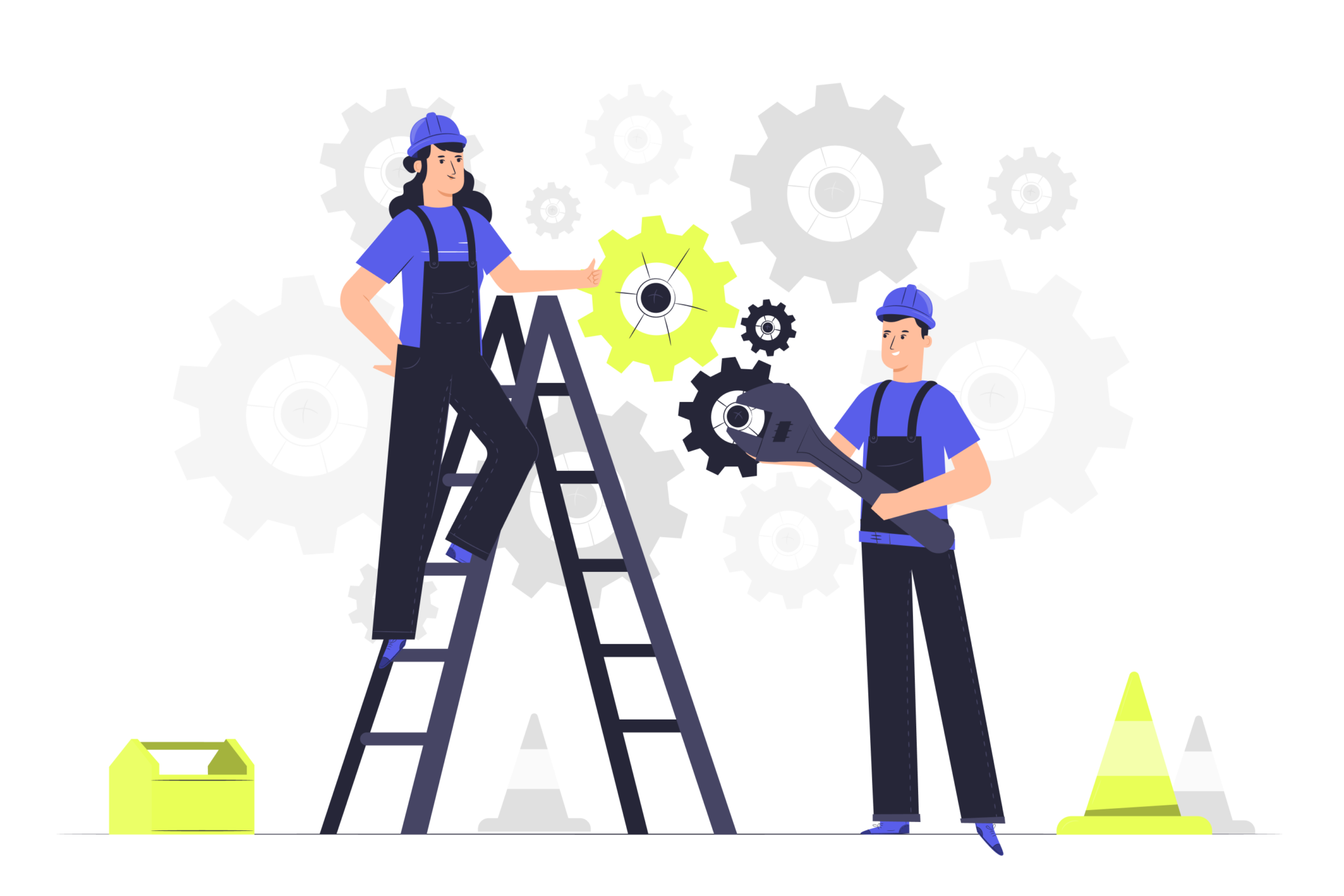 people working